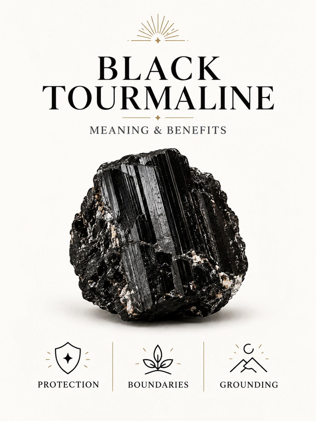  Natural Black Tourmaline crystal representing protection, boundaries, and grounding.