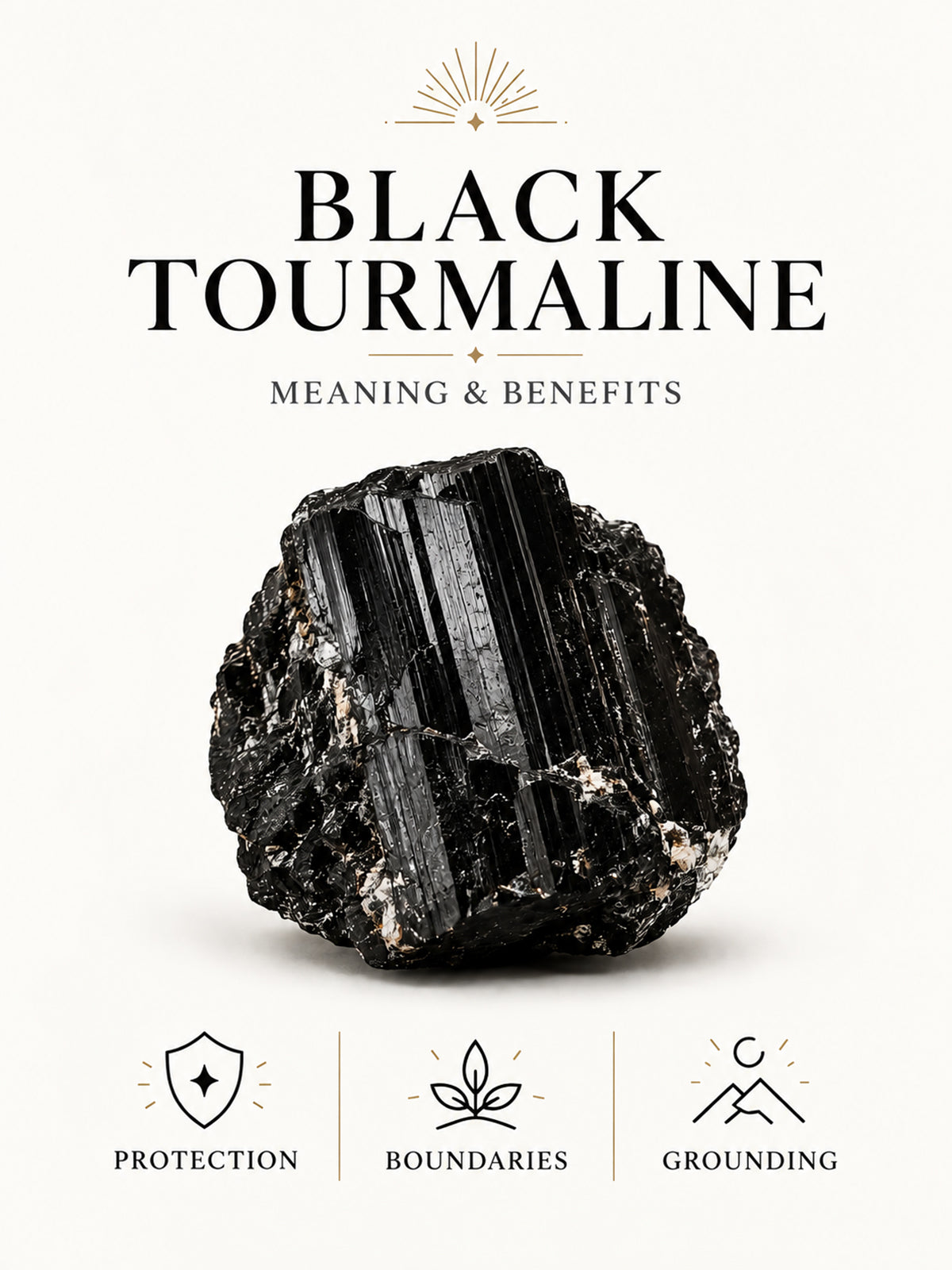  Natural Black Tourmaline crystal representing protection, boundaries, and grounding.