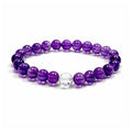 Amethyst bracelet on clean white background for intuition and inner clarity