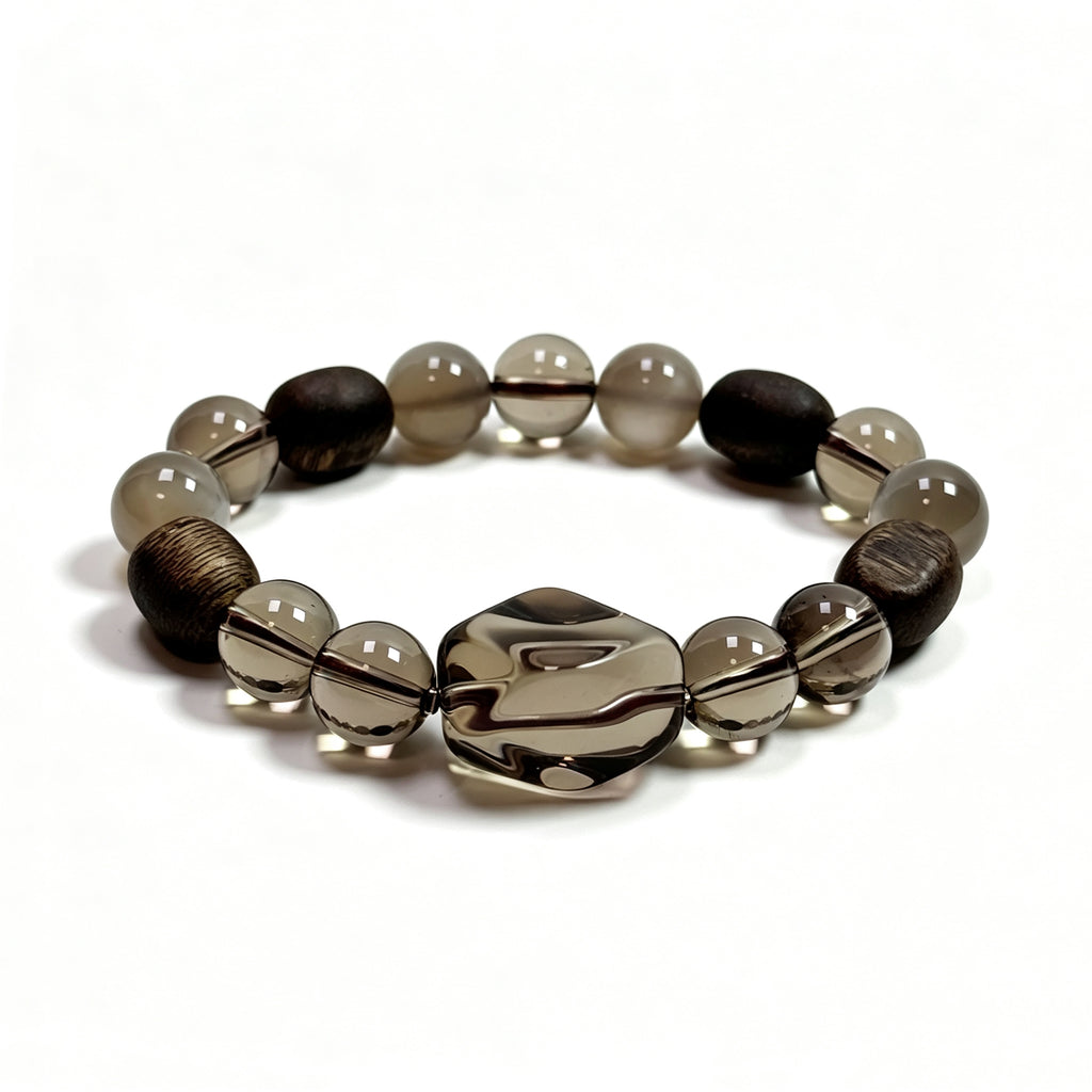 Smoky Quartz bracelet on clean white background for protection and stability