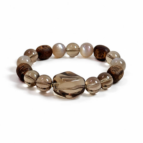 Smoky Quartz bracelet on clean white background for protection and stability
