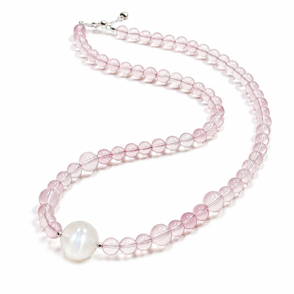Star Rose Quartz &Moonstone Necklace | Self-Love &Emotional Softness