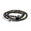 Aquamarine and Biotite crystal bracelet with Blue Tiger's Eye and Labradorite