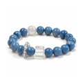 Side view of Baby Blue Australian Opal bracelet with White Phantom Quartz and Clear Quartz
