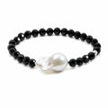  Black spinel and baroque freshwater pearl bracelet side view
