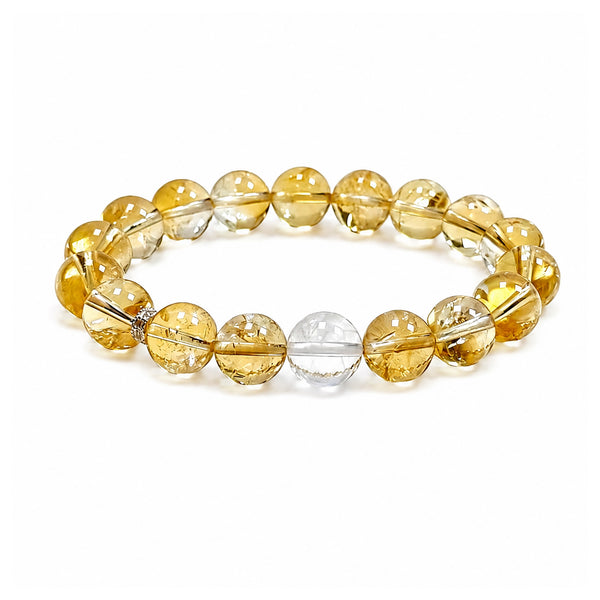 High-Rainbow Citrine & Blue Needle Quartz Abundance Bracelet | Clarity, Stability & Conscious Prosperity