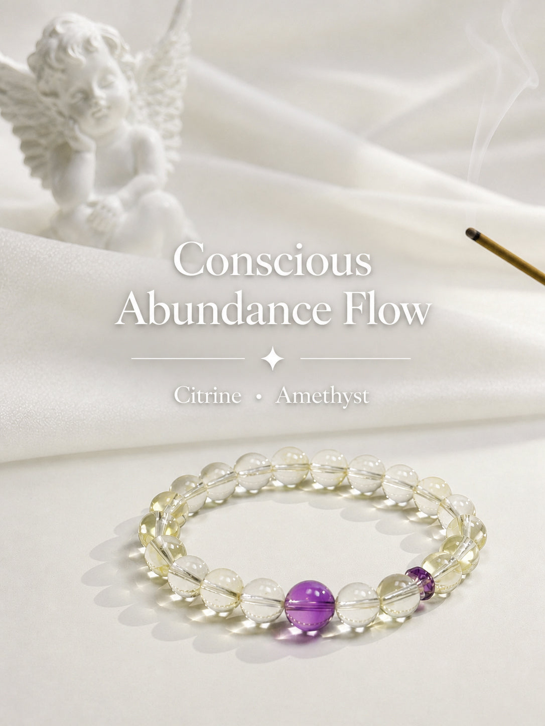 citrine bracelet styled on meditation altar with calming spiritual objects