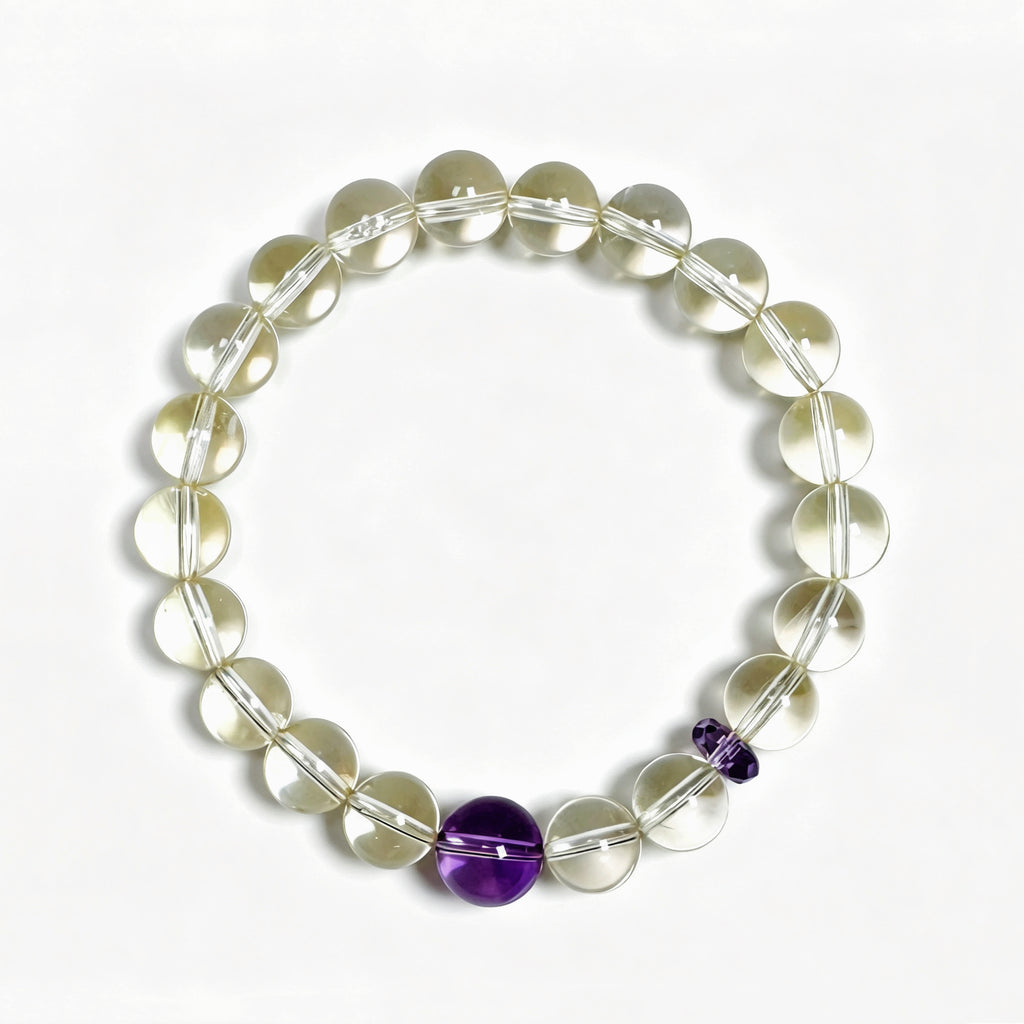 Top view of citrine crystal bracelet showing full bead arrangement