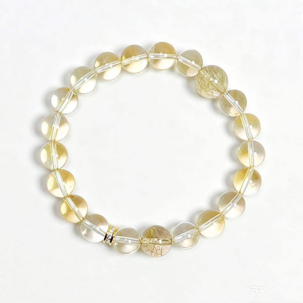 Top view of citrine crystal bracelet showing full bead arrangement