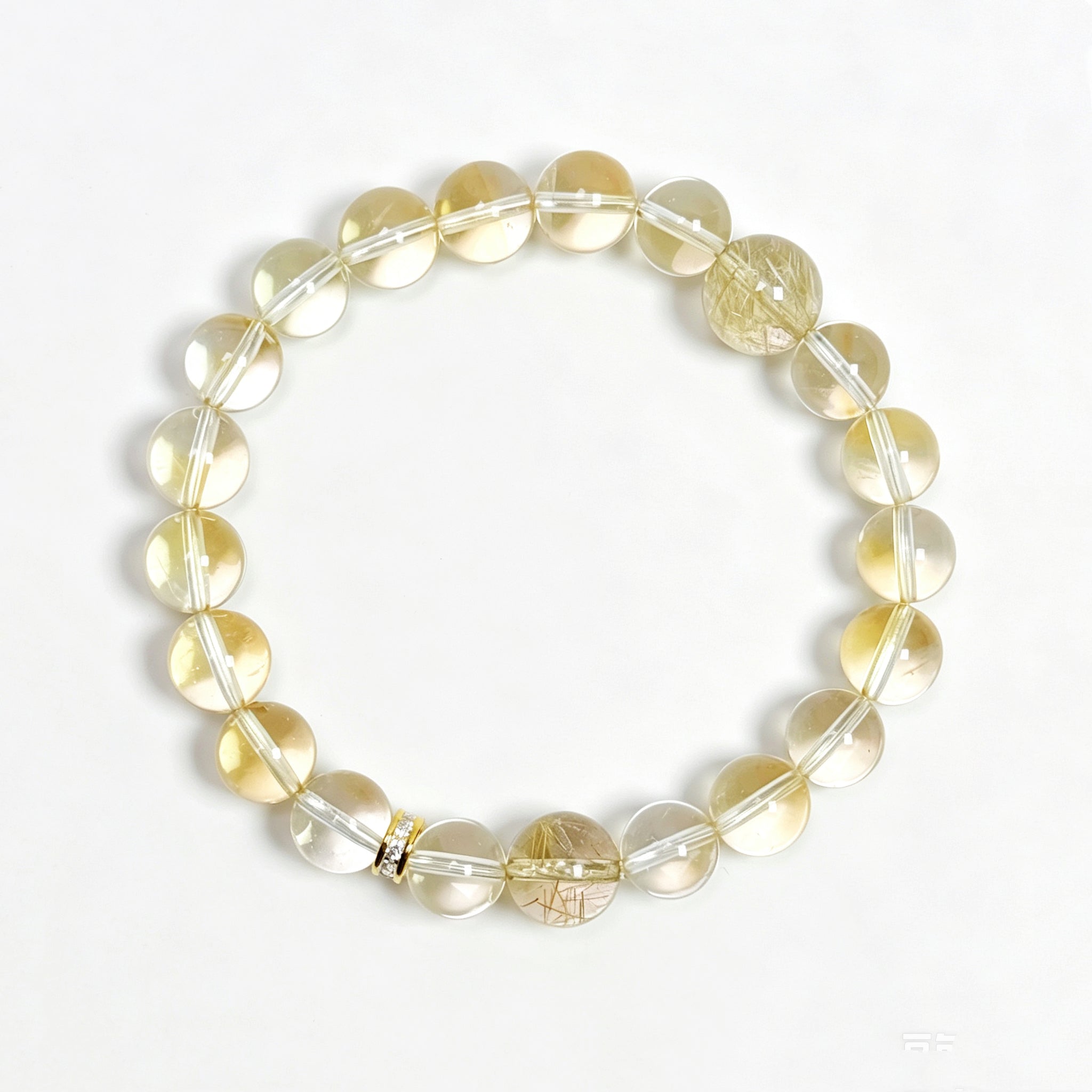 Top view of citrine crystal bracelet showing full bead arrangement