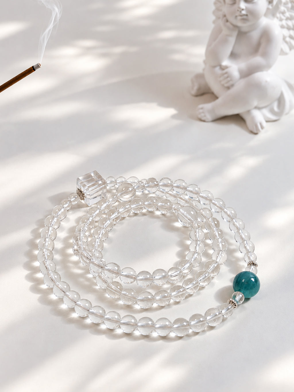 Collector-grade Clear Quartz and Monet Blue-Green Kyanite jewelry with 925 sterling silver, styled in an elegant, artistic setting inspired by vintage European jewelry.