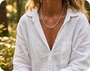 Customer feeling calm, peaceful, and grounded energy from crystal sphere