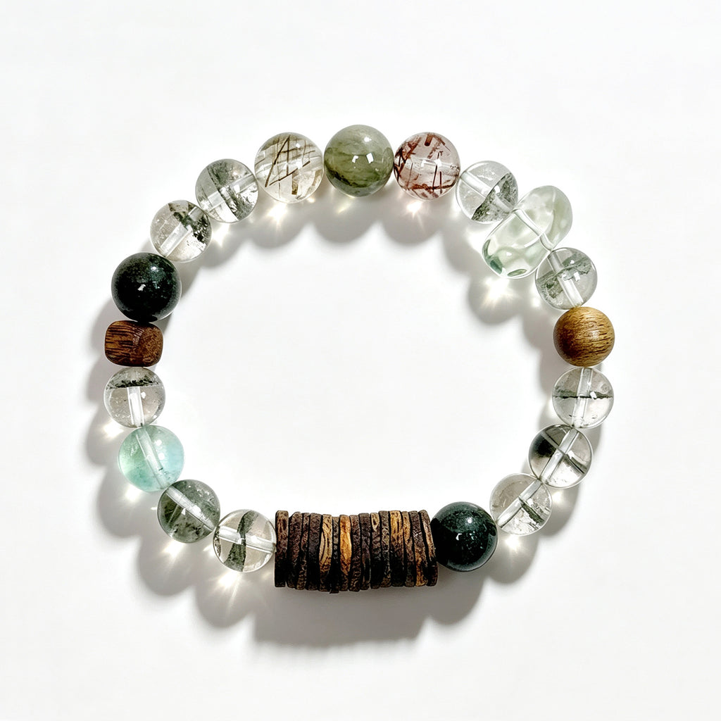 Top view of Green Phantom crystal bracelet showing full bead arrangement
