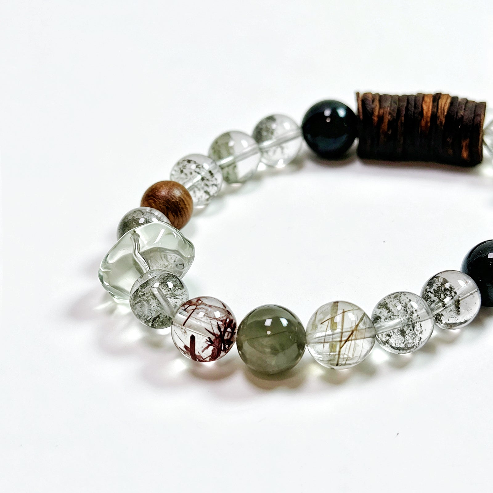 Green Phantom crystal bracelet worn on wrist showing the opposite side of the bracelet