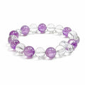 Himalayan clear quartz and amethyst bracelet on clean white background for inner clarity and quiet focus