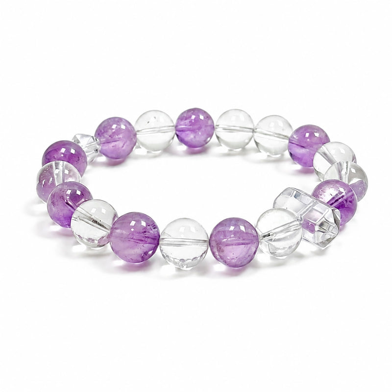 Pulsera de cuarzo transparente del Himalaya y amatista | Claridad interior y enfoque tranquilo
