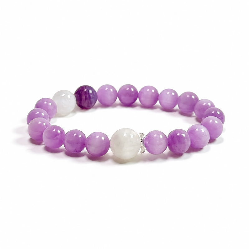 Kunzite, Charoite & White Phantom Quartz Bracelet | Connection • Compassion • Trust