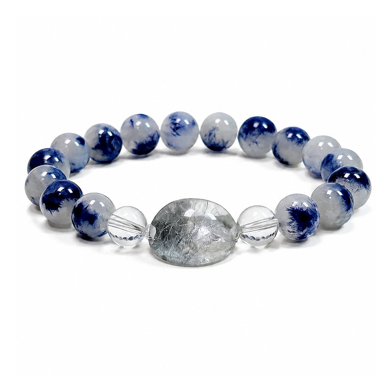 Blue Kyanite & Blue Rutilated Quartz Bracelet | Calm, Clarity & Focus