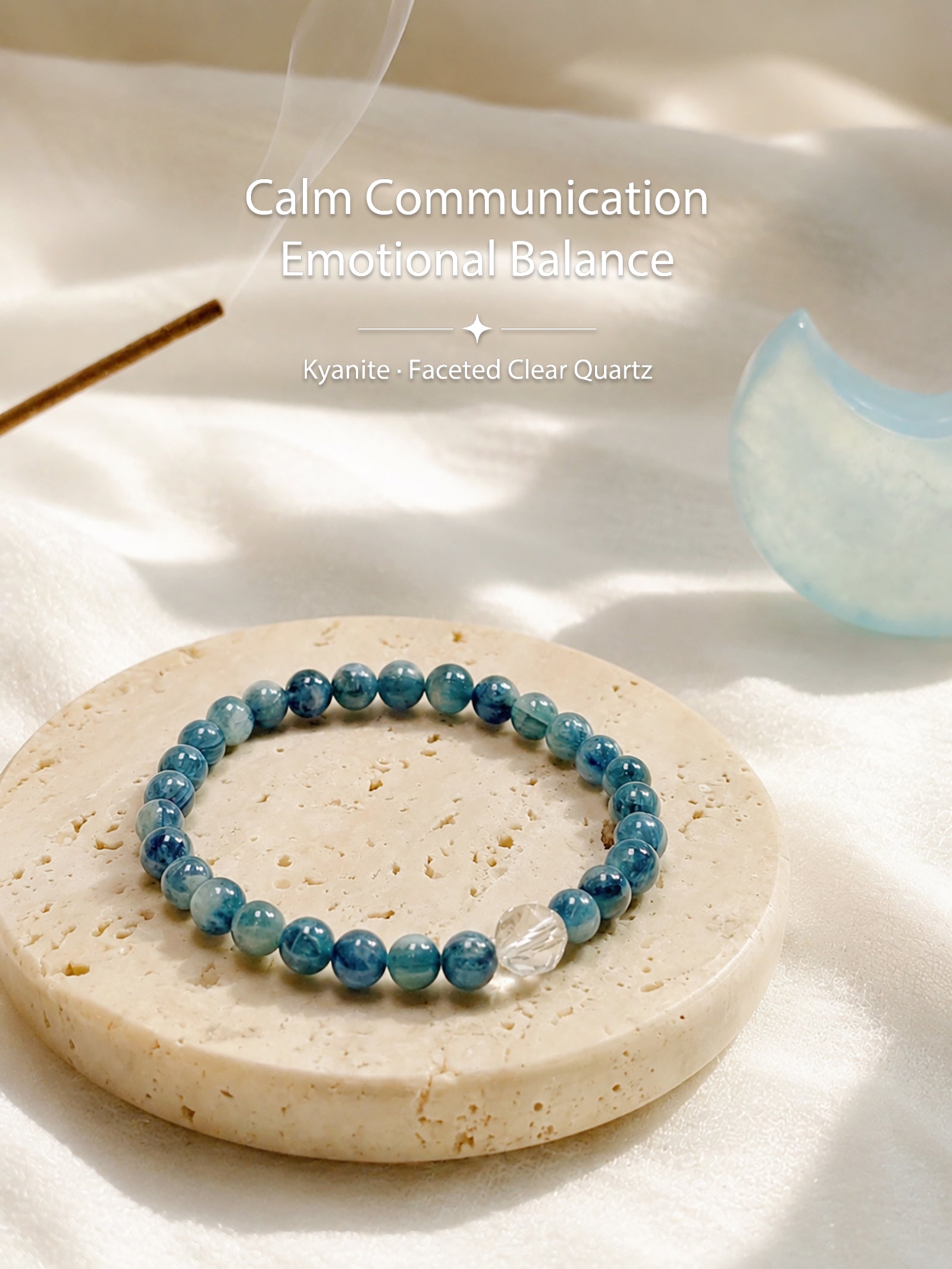 Monet Garden Kyanite bracelet styled in calming artistic setting with soft natural atmosphere