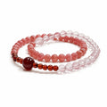 Rhodochrosite and Star Rose Quartz bracelet on clean white background
