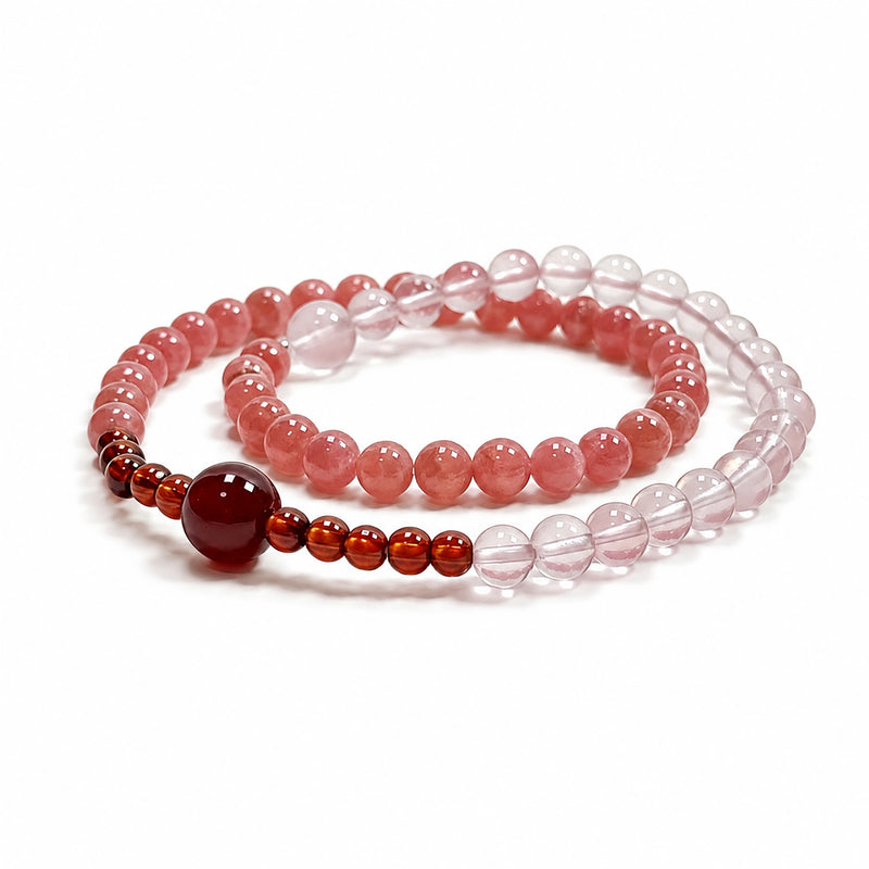 Rhodochrosite & Star Rose Quartz Bracelet | Self-Love, Emotional Security &Genuine Connection