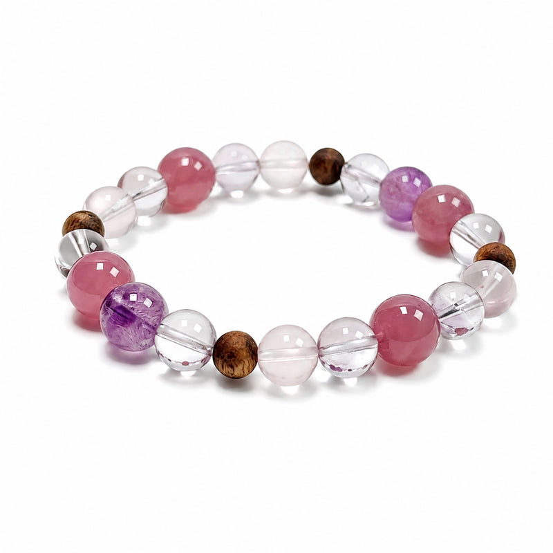 Pulsera de Cuarzo Rosa Estrella y Super Siete | Amor Enraizado y Claridad Emocional