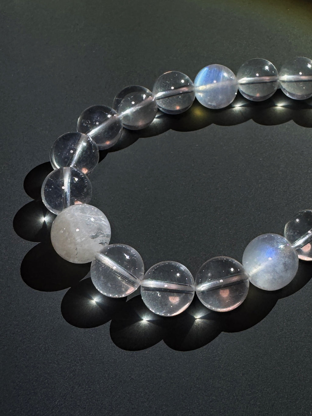 Close-up detail of Snow Strawberry Quartz showing natural internal textures and soft crystal shimmer