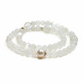 White Moonstone double wrap bracelet on clean white background
